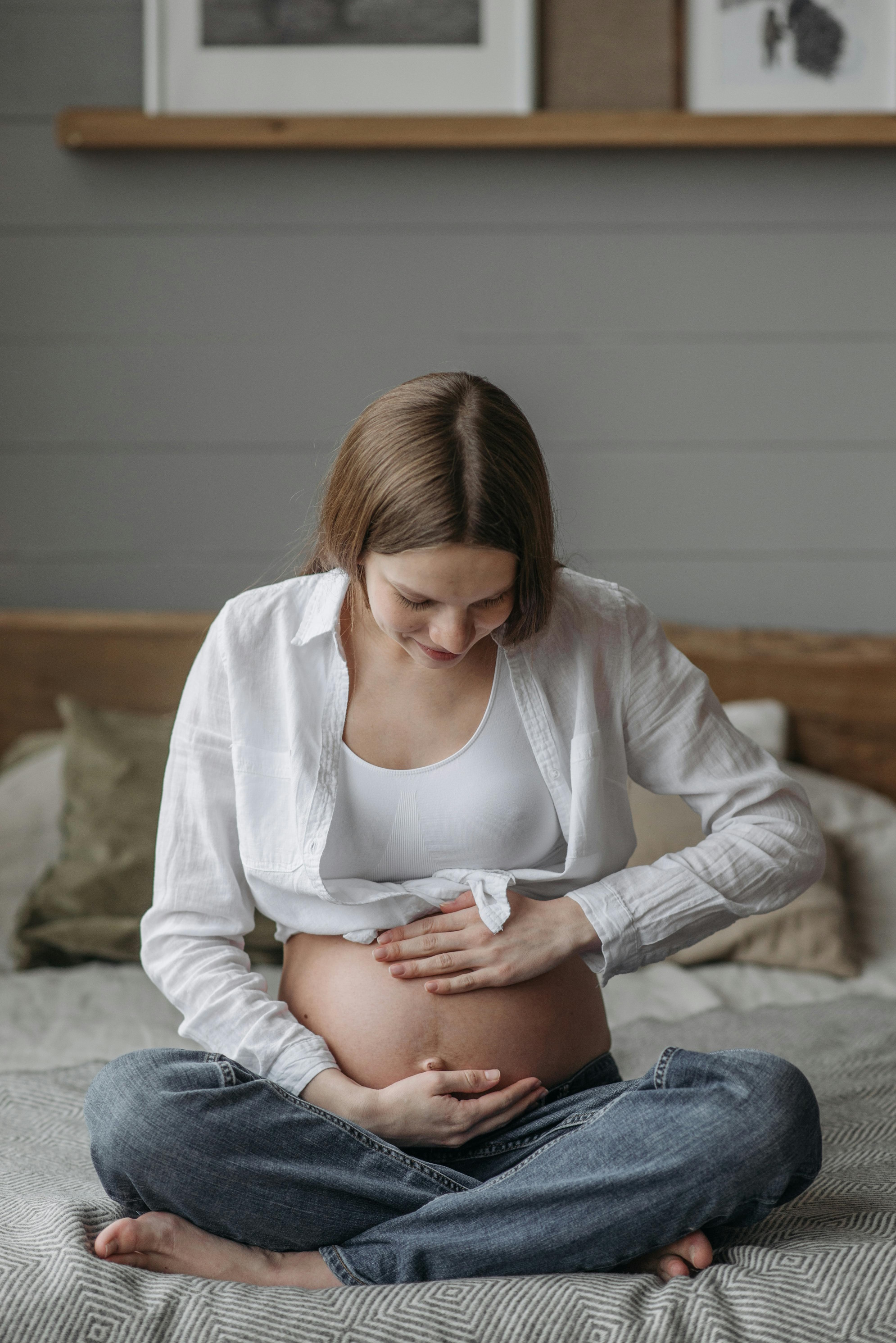 Pregnant Woman White Dress